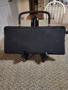 Bobbie Jerome Vintage Purse - Classic Black Gold Tone Clasp And Handle